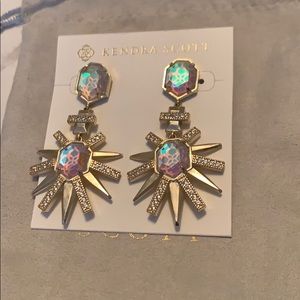 Kendra Scott Allie earrings gold dichroic glass
